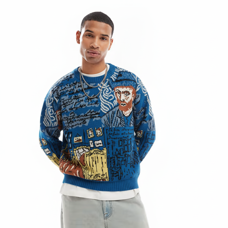 La Vie de Van Gogh — Pull Jacquard — vue 2 | Artelure